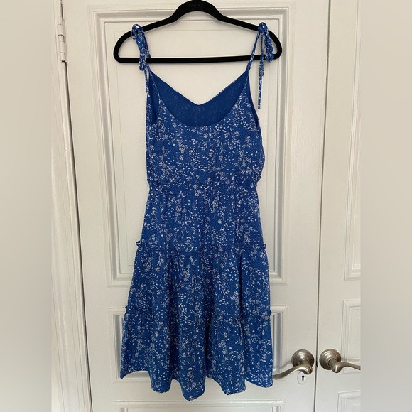 Anthropologie Pinch Floral Blue and White Sundress Tiered Skirt Bow Straps Small - Picture 3 of 6